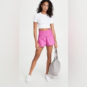 Free People-The Way Home High Rise Pink Shorts (Size:Large)